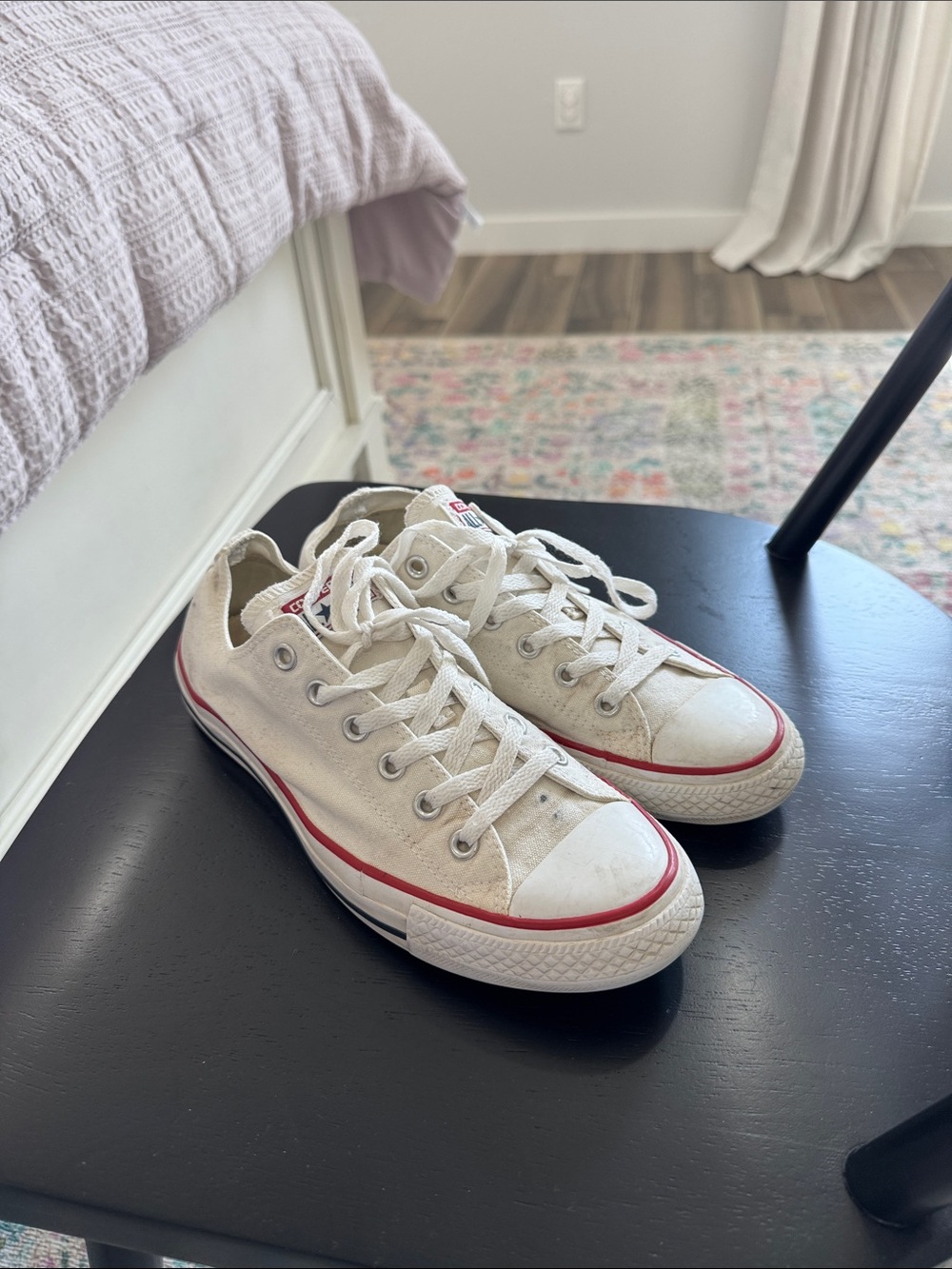 Converse Kids White Low-Top Sneakers with Red Accent